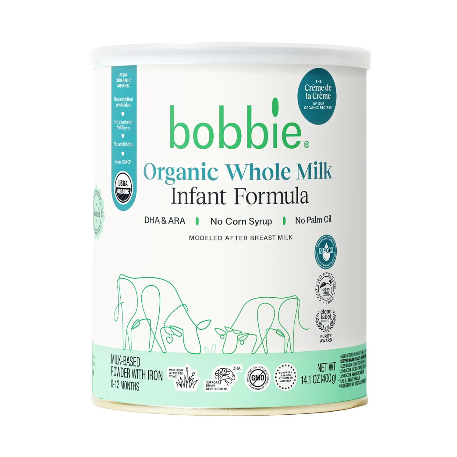 Bobbie Organic Whole Milk Formula 14.1Oz, 14.1 Oz Bobbie Organic Whole Milk Formula 14.1Oz, 14.1 Oz
