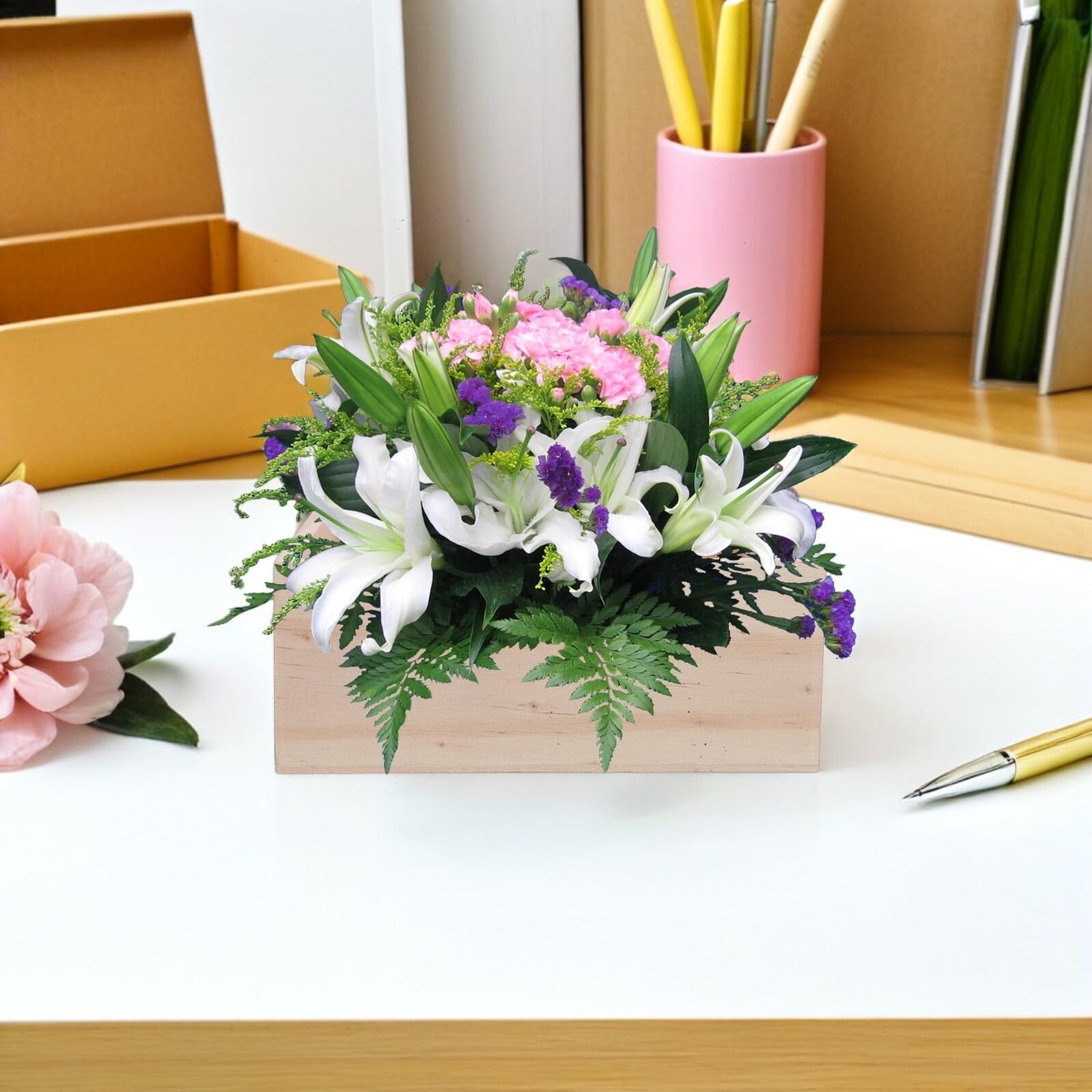 Uonlytech Cajas de Madera Artesanal sin Terminar 6 Unidades 15x15x6 Cm Organizador Rústico de Almacenamiento Cuadrado para Manualidades Jardineras Rústicas Decoración Hogar Oficina