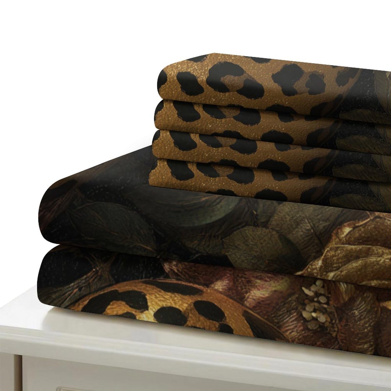 Stampa 3D Leopard heart Fodera per copriletto Microfibra Biancheria per letto Con federa Duraturo Glamorous decorative Copertura per letto Morbido per single giovani coppie Super king（260x220cm）