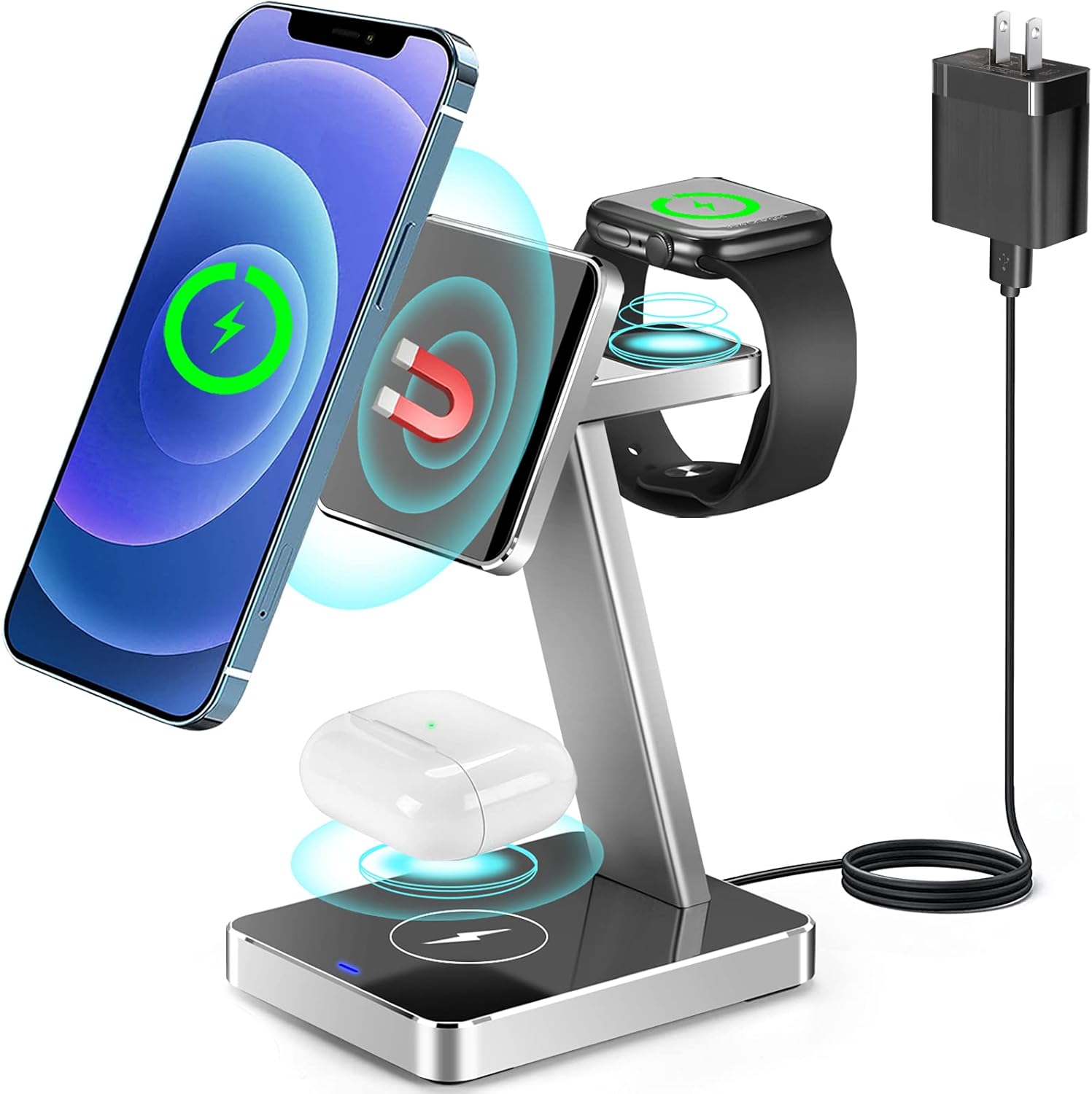 Magnetic wireless charger 3 in 1