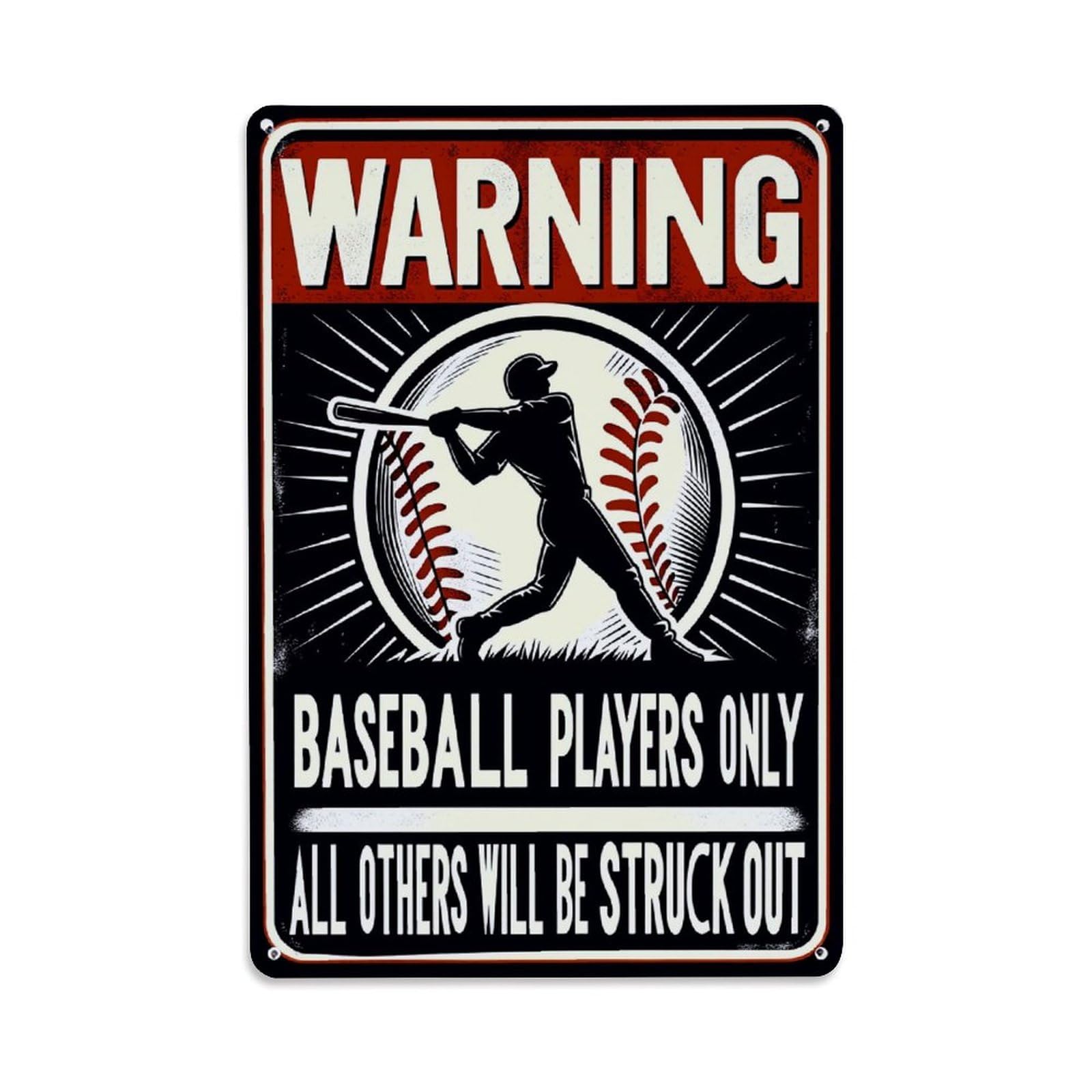 Jdfenggu Vintage Warning Baseball Player Silhouette Sign Retro Metal Tin Sign, Decor Art Poster For Bar, Home, Man Cave, Kitchen, Laundry Room Gift 8X12inch