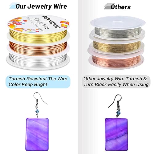 Miniatura 3 de Paxcoo Paquete de 3 alambres de joyería para manualidades, calibre 18, resistentes al deslustre, para suministros de fabricación de joyas y