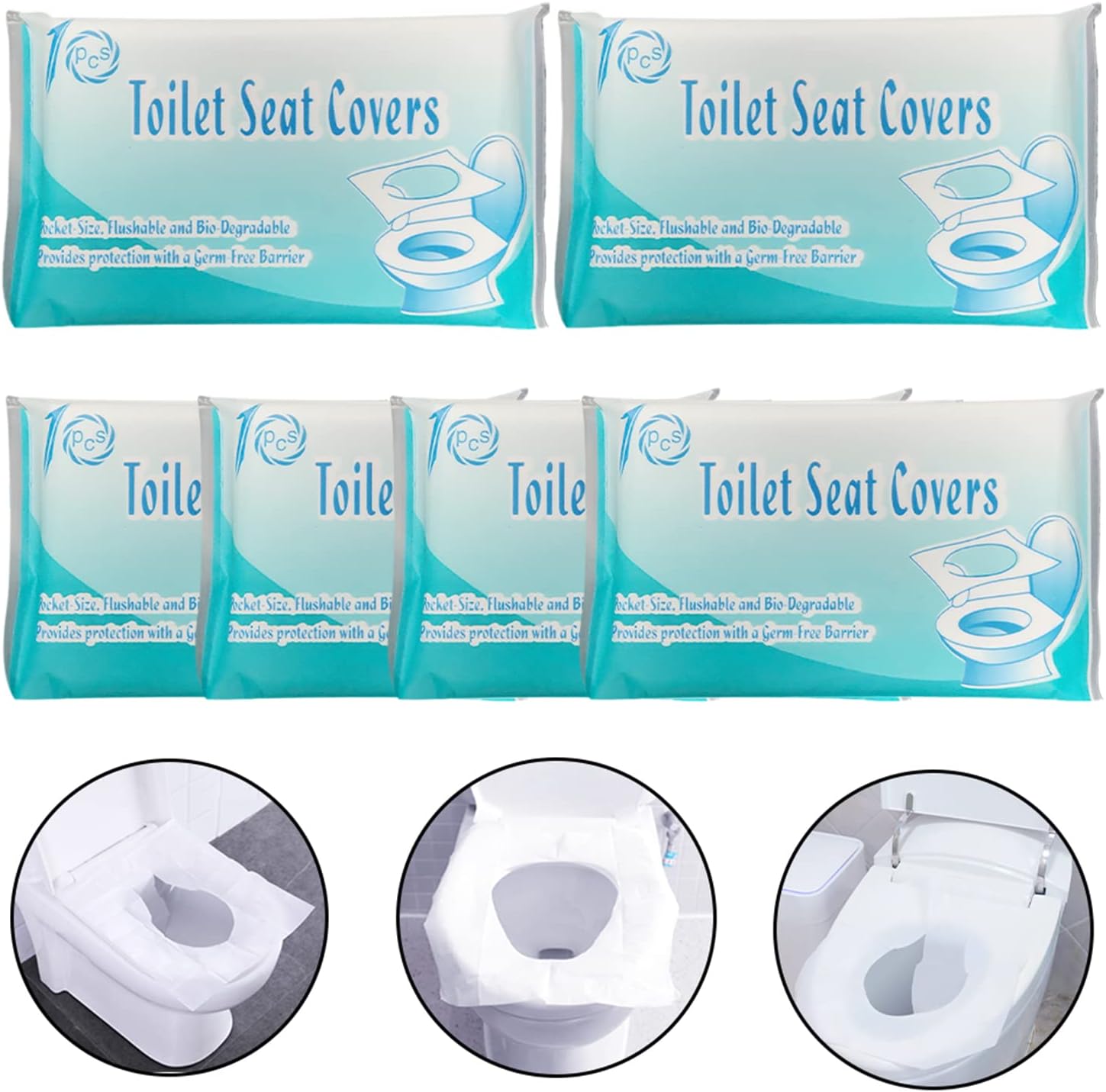 ALLYMAGIC 60PCS Flushable Paper Toilet Seat Covers，Travel Disposable