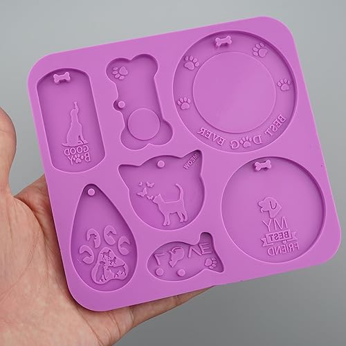 Miniatura 3 de Rosebeading Molde de hueso de perro de silicona para fundición de resina, etiqueta de identificación casera para mascotas, colgante de nombre