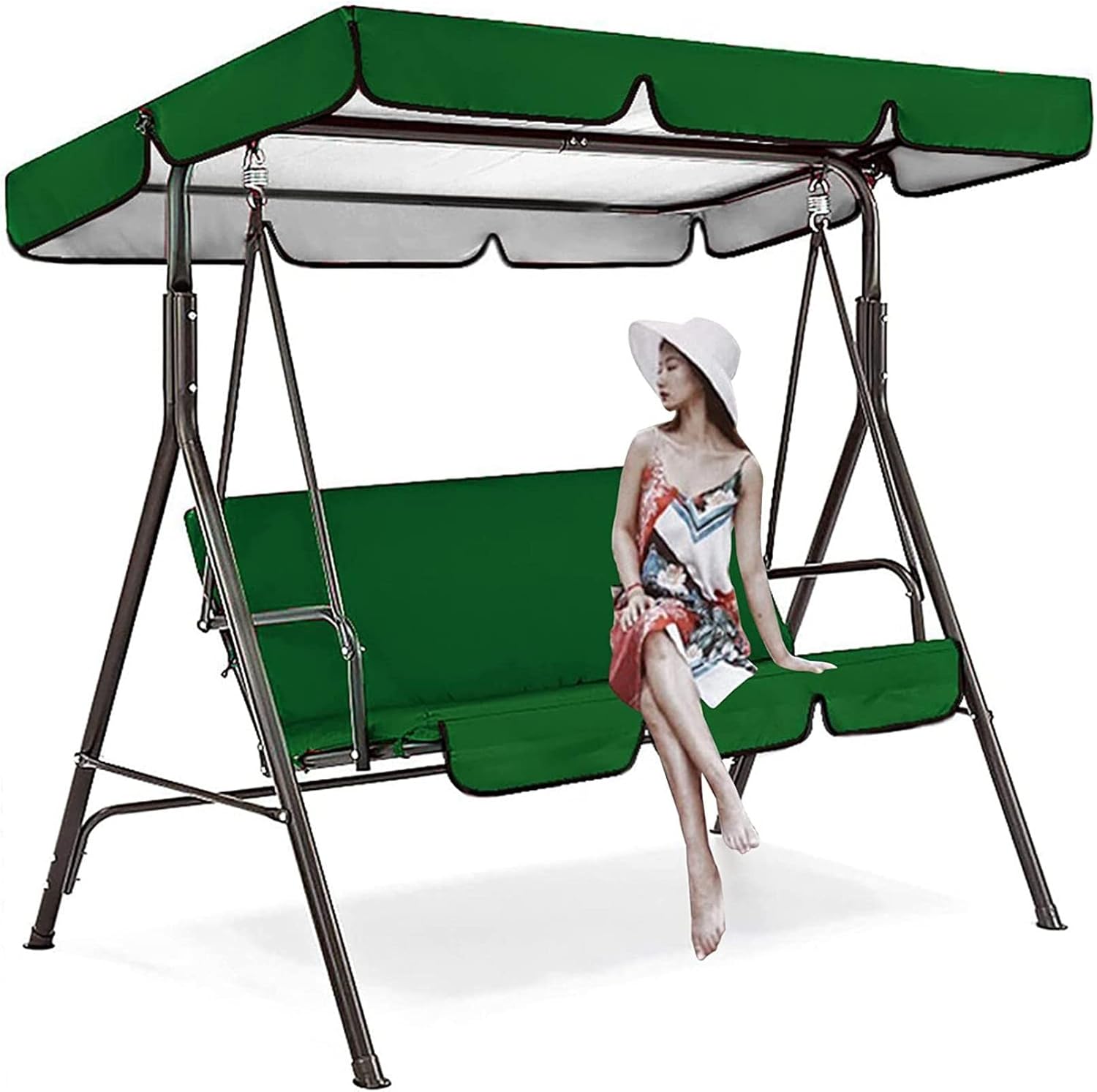 Swing Canopy Replacement Cover Waterproof Top Cover Sun Shade, Universal Replacement Canopy for Outdoor Garden Patio Hammock Porch Yard, Top Cover Only,Green,190 * 132 * 15cm