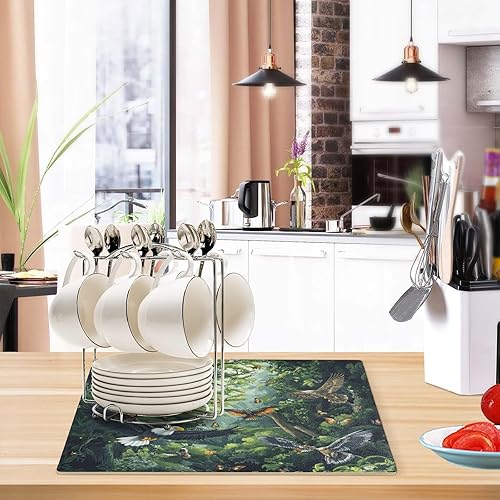 Vista 125 de Tapete de café para cafetera, máquina para cafetera, mesa, tapete absorbente de cuero para secar platos para encimeras de cocina, 18 x 12 pulgadas