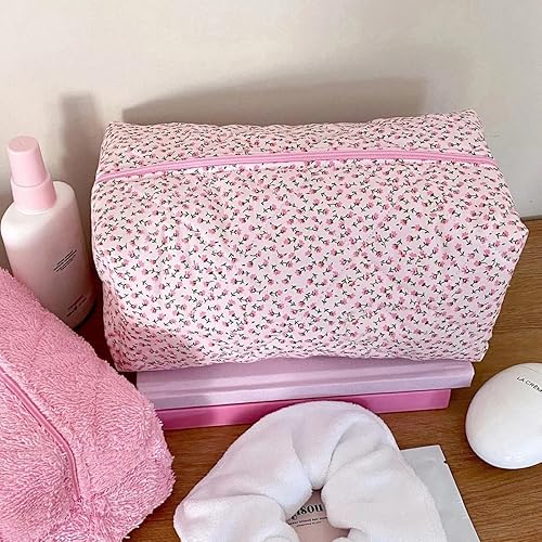 Miniatura 3 de Bolsa de cosméticos Bolsa de maquillaje floral grande Bolsa acolchada Coquette Neceser de viaje, Rosa Floral