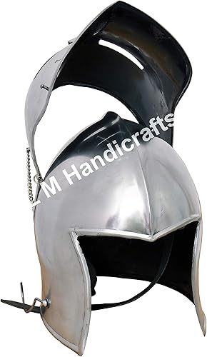 Miniatura 6 de Medeaval Visored Barbuta Templar Crusader Armor Helmet Roman Spartan Silver casco vikingo casco casco de caballero casco espartano medieval armadura