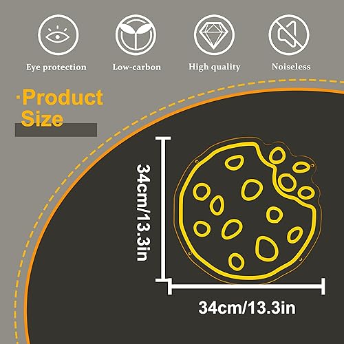 Miniatura 5 de Letrero de neón dorado con forma de galleta, luz LED regulable para decoración de pared, letrero de luz nocturna para panadería y postre, alimentado