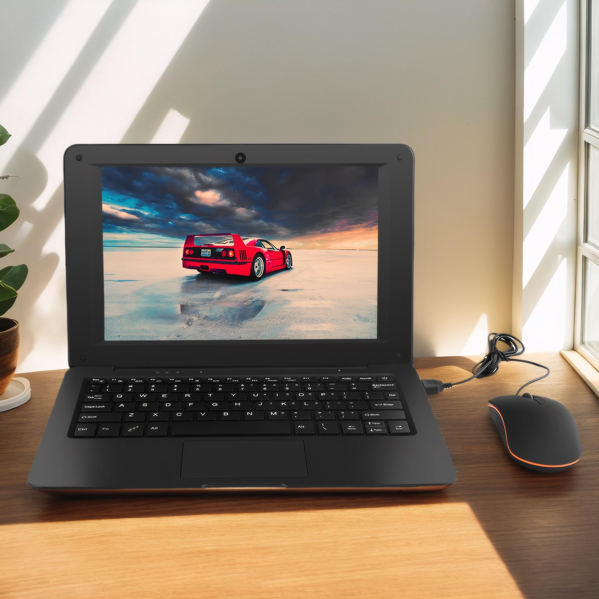 Bigmachine Laptop Computer Mini 10 Zoll Quad Core Powered by Android 12 Netbook 64GB Kleiner mit WiFi Webcam Bluetooth, Lademaus enthalten geeignet für Kinder und Studenten 4 Farboptionen (Schwarz)