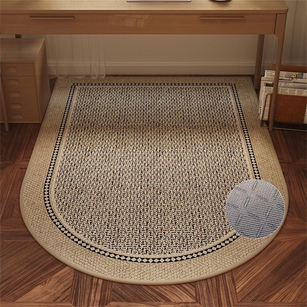 SSDDLZEQ Premium durable range Linen-print Protective Rug For Computer Gaming Chairs, Suitable For Study Areas(Black Linen,100x120cm)