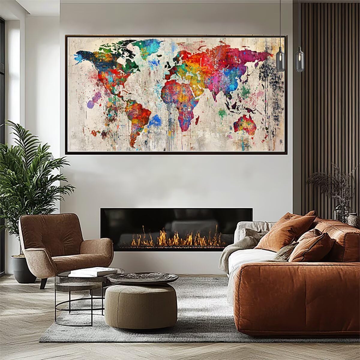 Weltkarte Malen Nach Zahlen Erwachsene Groß XXL 60x120cm, Malen Nach Zahlen Graffiti DIY Farbe Acrylfarbe ölgemälde Set mit Pinseln für Zimmer Deko Wand Aesthetic, Geschenke für Frauen, Model-0310