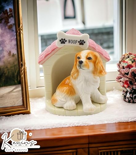 Miniatura 9 de Juego de cocker spaniel de porcelana fina con casa para perros, salero y pimentero, 3-38 pulgadas de alto