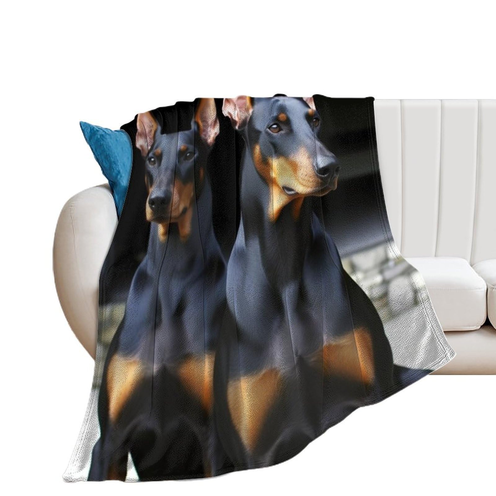 Couverture Doberman plaid flanelle chaude et légère pour lit