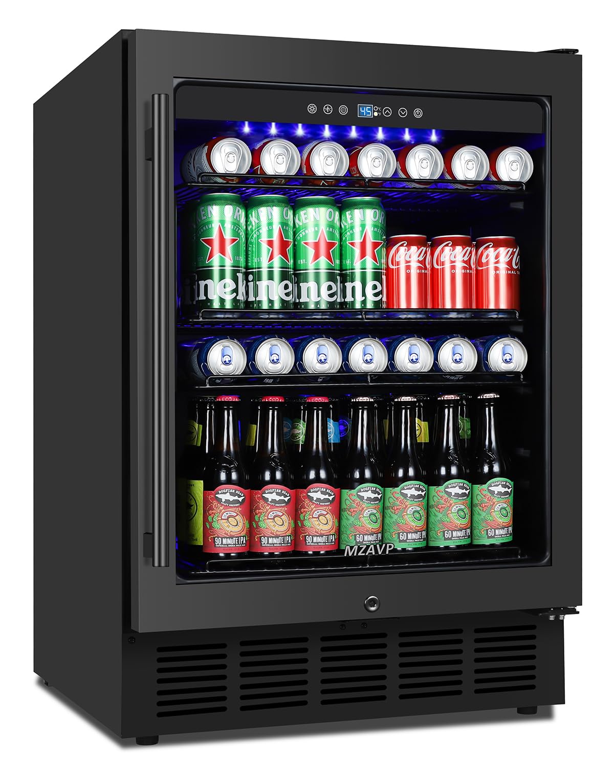 MZAVP 24 Inch Beverage Refrigerator, Built-in 24" Wide Beverage Cooler with Glass Door, 180 Cans Drink Fridge holds Beer, Soda, Under Counter/Freestanding Refrigerator for Home, Bar, Office - Black on Fridge.com