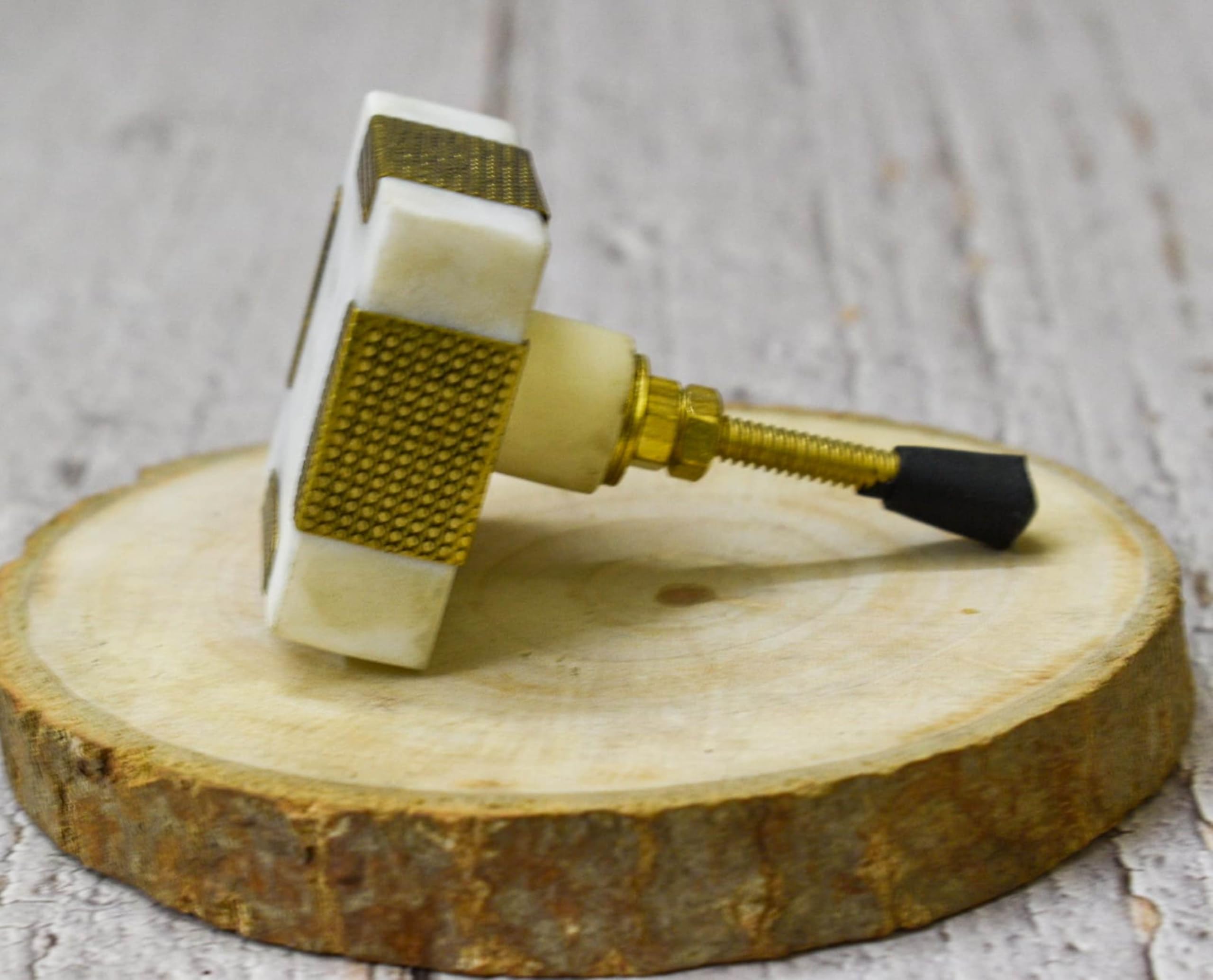 ARTISNO Square Marble Brass Knob, Modern Cabinet Knob, Decorative Hardware, Furniture Hardware, Cabinet Handles - Image 2