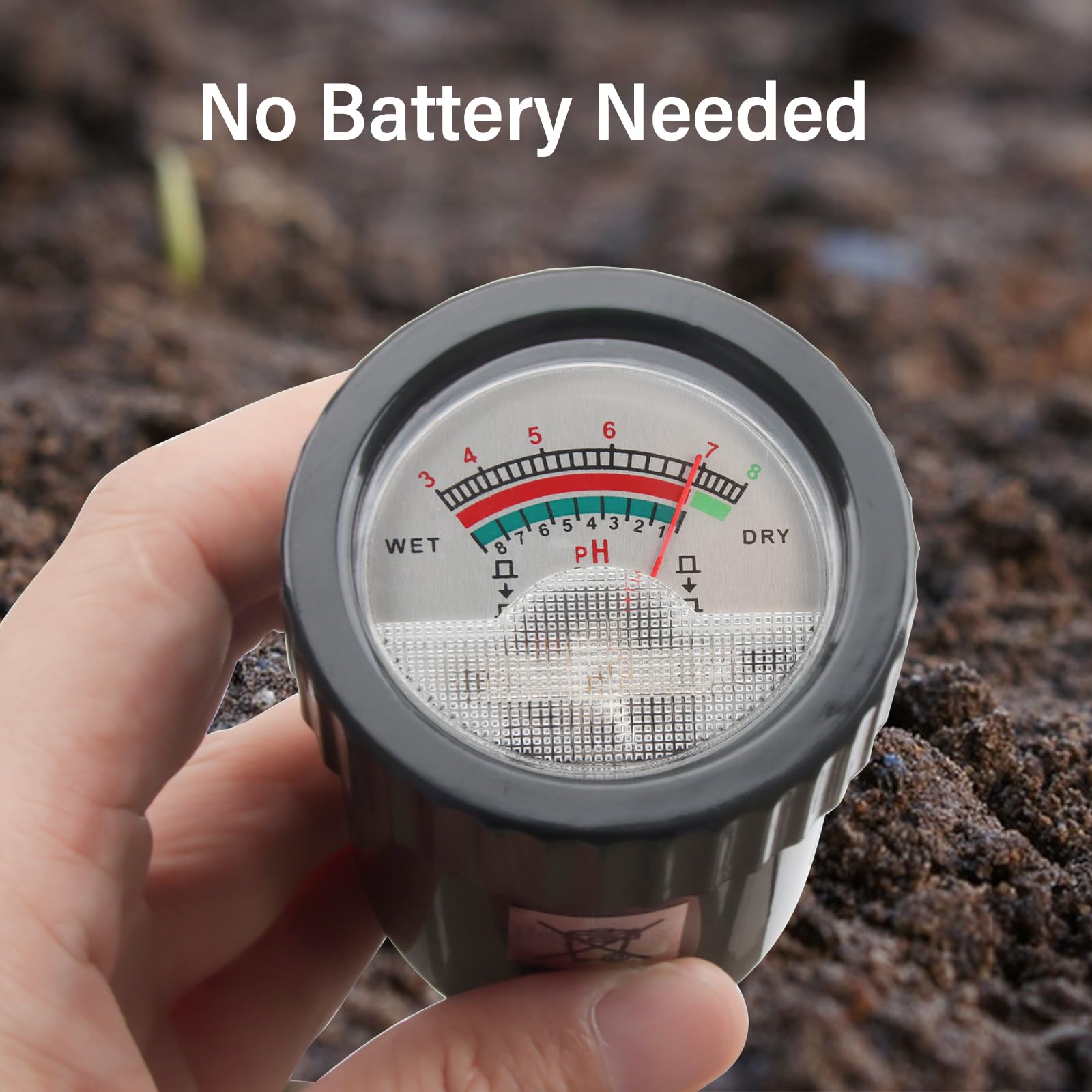 Medidor de pH y Humedad del Suelo, electrodo de 300 mm de Largo, comprobador de Suelo para jardín, césped, Granja, Uso Interior y Exterior, no Necesita Pilas.