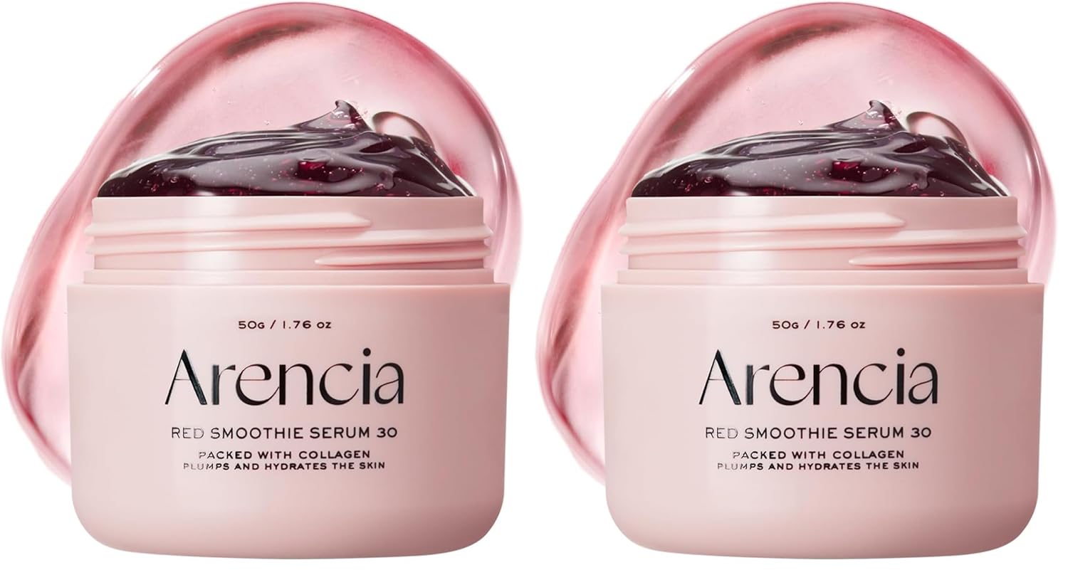 Arencia Overnight Red Smoothie Face Mask Serum, Glowing & Soothing with 30% red collagen, Niacinamide, Peptide, Vitamin E (Pack of 2)