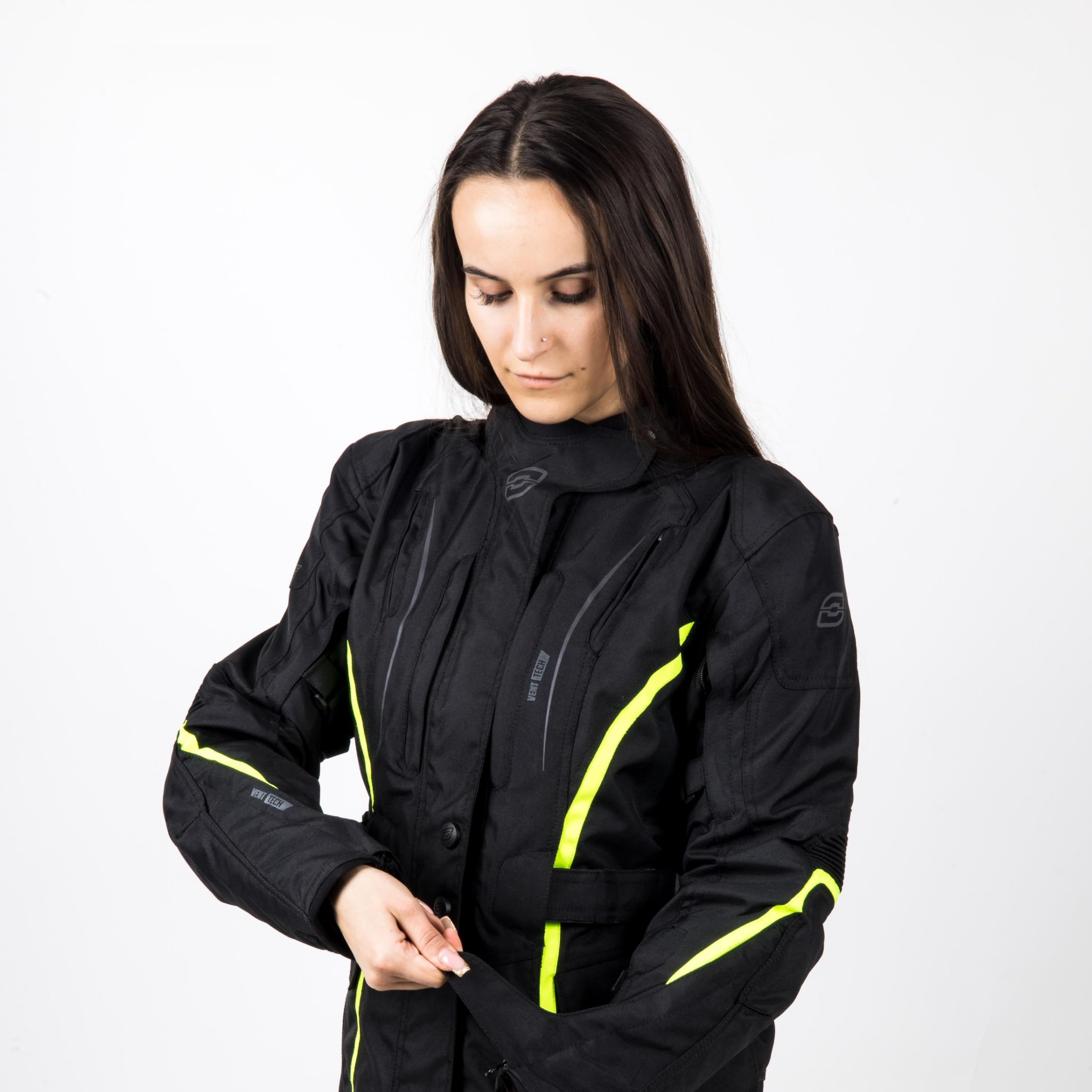Ozone Sahara Lady Veste de moto textile pour femmes Protections coudes et épaules Membrane Reissa 10 canaux d'aération Éléments réfléchissants Poches