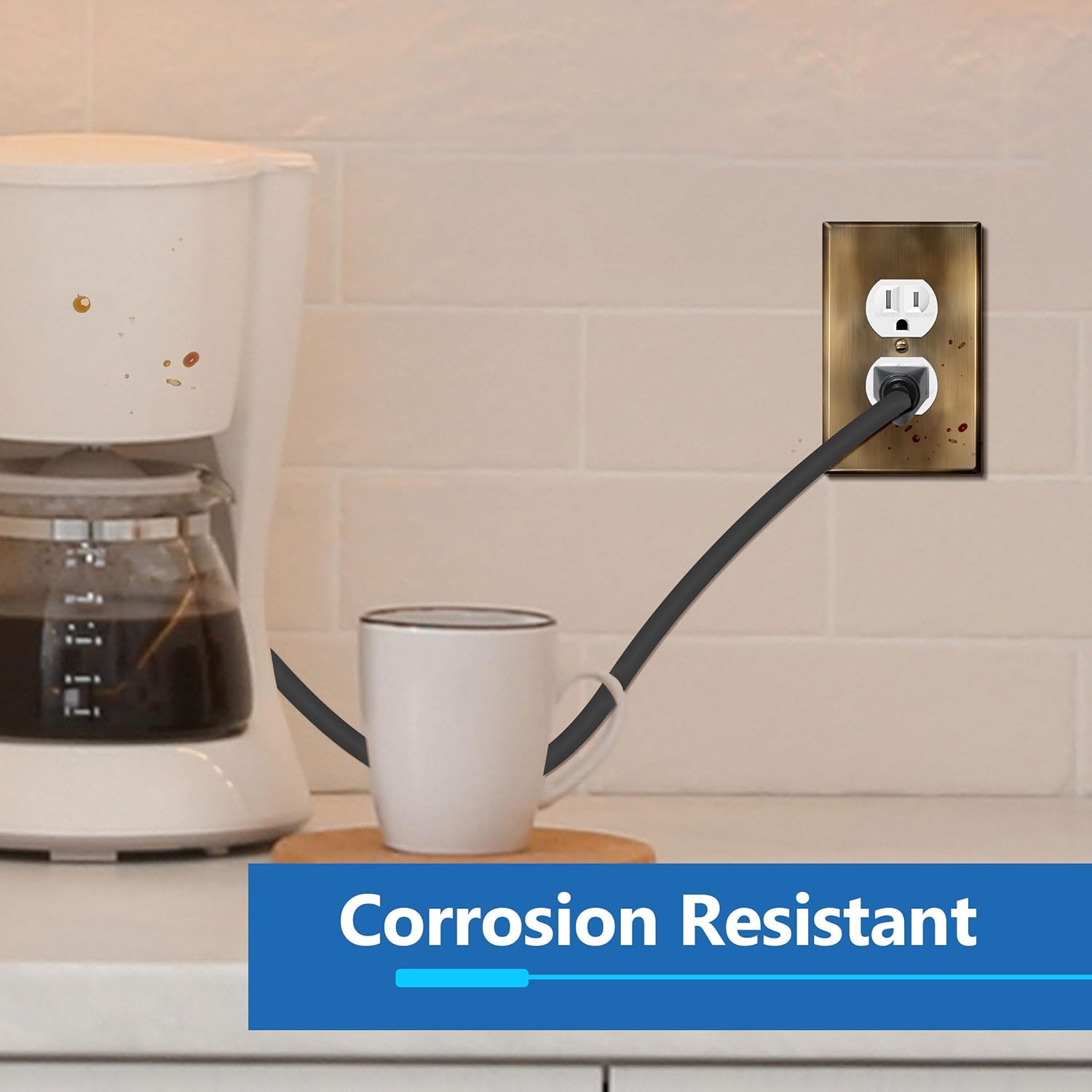 LIDER Duplex Receptacle Metal Wall Plate, Stainless Steel Outlet Cover, Corrosion Resistant, Mid-Size 1-Gang 4.88" x 3.11", 201 Stainless Steel, LMWP-21M-AB, Antique Brass