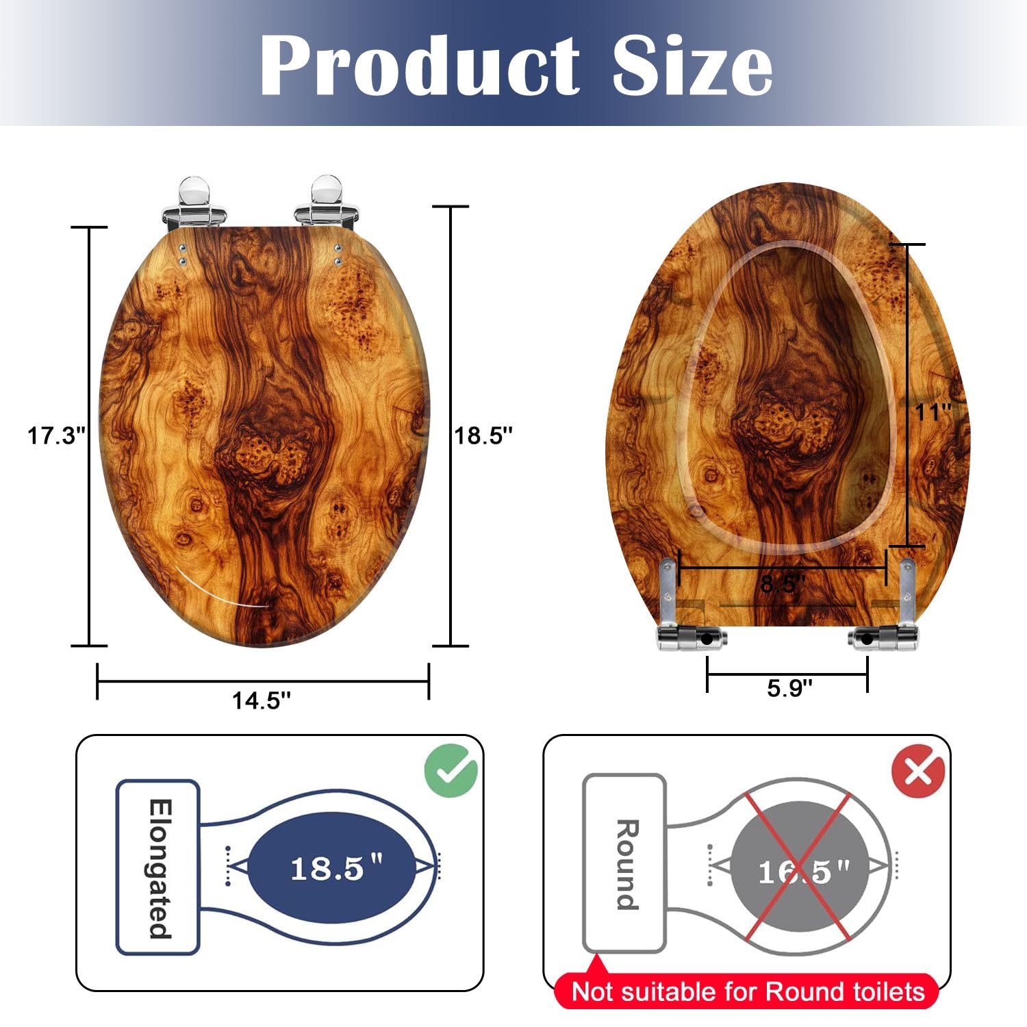 Sedile WC allungato con chiusura ammortizzata per bagno