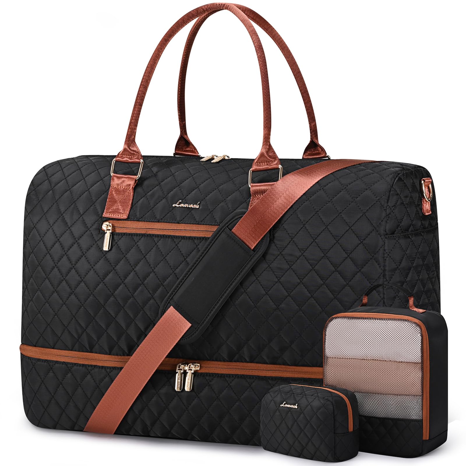 LOVEVOOK Travel Duffle Bag for Women Weekender Overnight Bag with Shoe Compartment Carry on Bag with Toiletry Bag