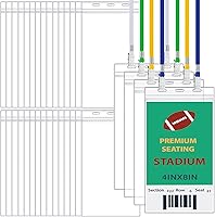 Vista 1 de Patelai 30 soportes para tarjetas de identificación extragrandes de 4 x 8 pulgadas con cordón transparente a granel para boletos, eventos