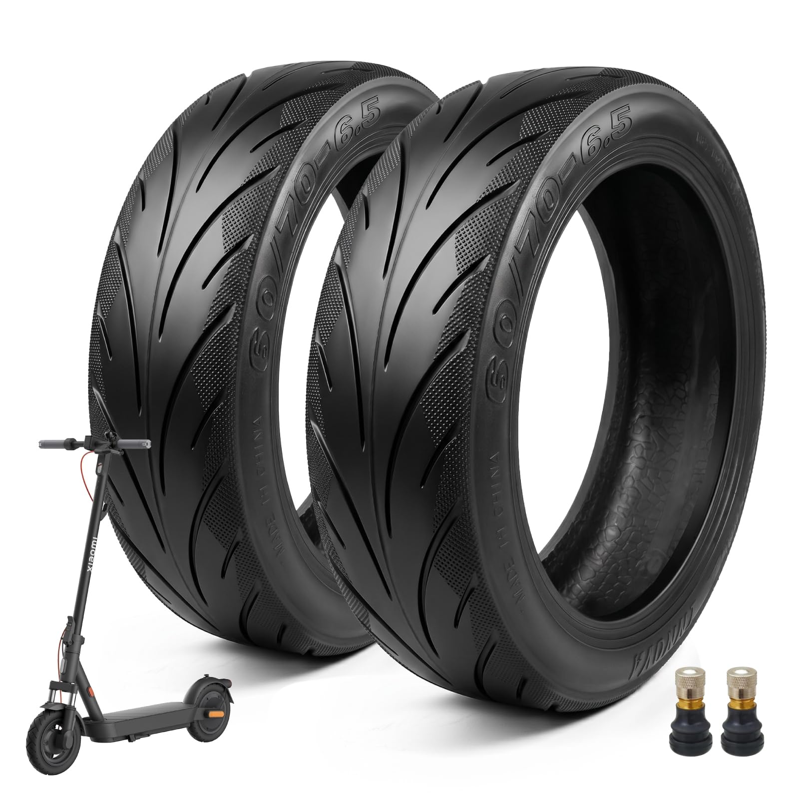 Neumático sin cámara 60/70-6.5 con válvula para Segway Ninebot Max G30/G30D/G30D2 Scooter eléctrico, Rueda Patinete 10 pulgadas, Neumáticos de repuesto de alta elasticidad Antideslizante
