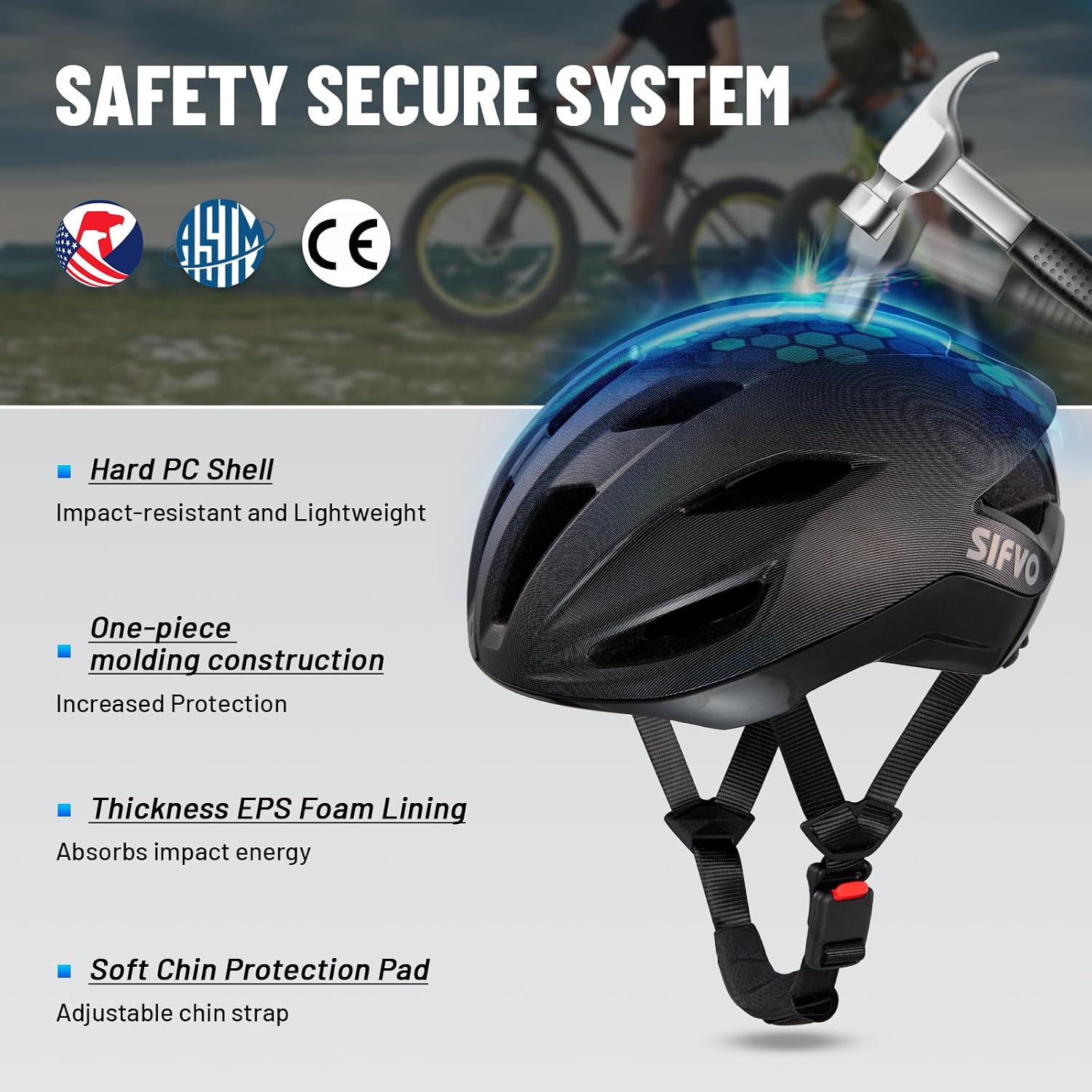 Adult Bike Helmet, SIFVO Road Bike Helmet Adjustable, Magnetic Buckle Lightweight Cycle Helmet for Men and Women Commuting Cycling Scooter Helmet