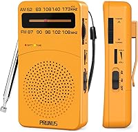 Vista 7 de PRUNUS J-166 - Radio portátil AM FM, Regalos para papá y mamá, Radio a batería con luz de sintonización, clip trasero, excelente recepción, Radios