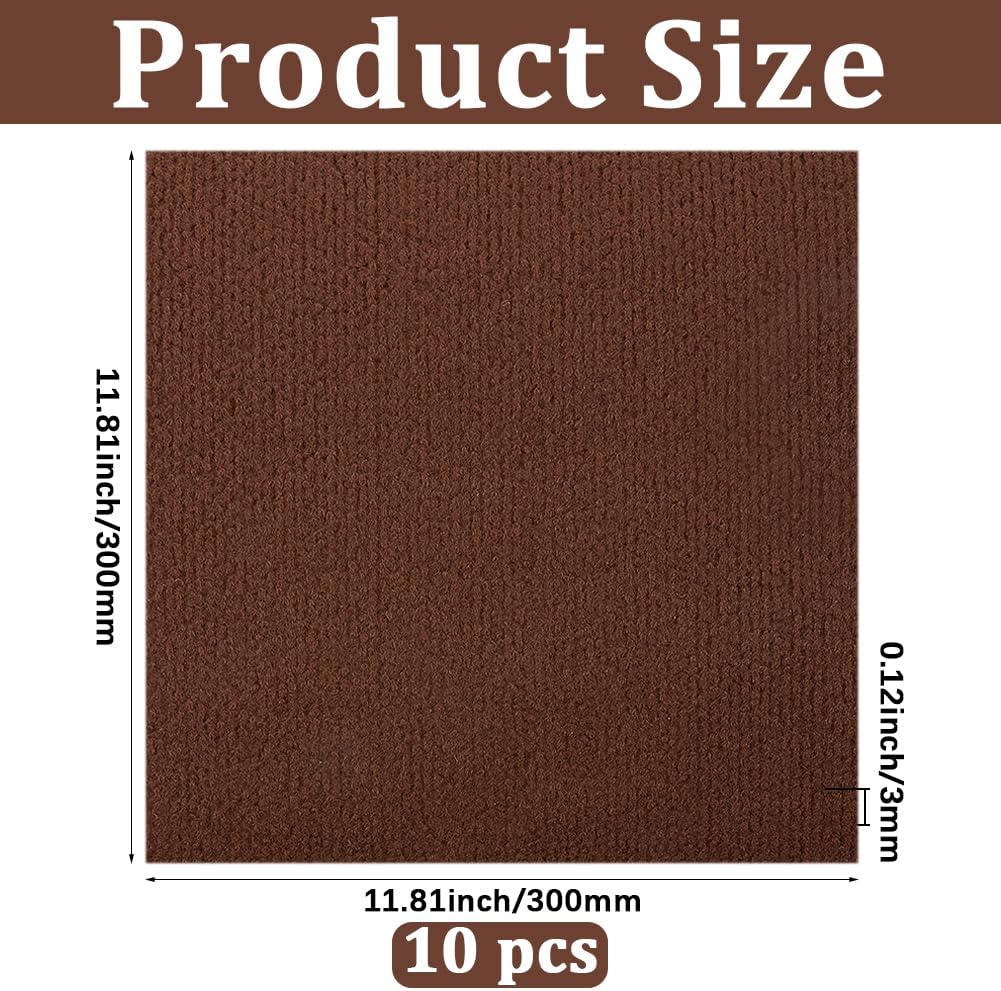 GORGECRAFT 10 Pack Self Adhesive Carpet Floor Tiles Anti-Slip Reusable Carpet Squares 30x30cm Peel and Stick Carpet Floor Tile Black Polyester Cat Scratching Mat for Bedroom Living Room Bathrooms