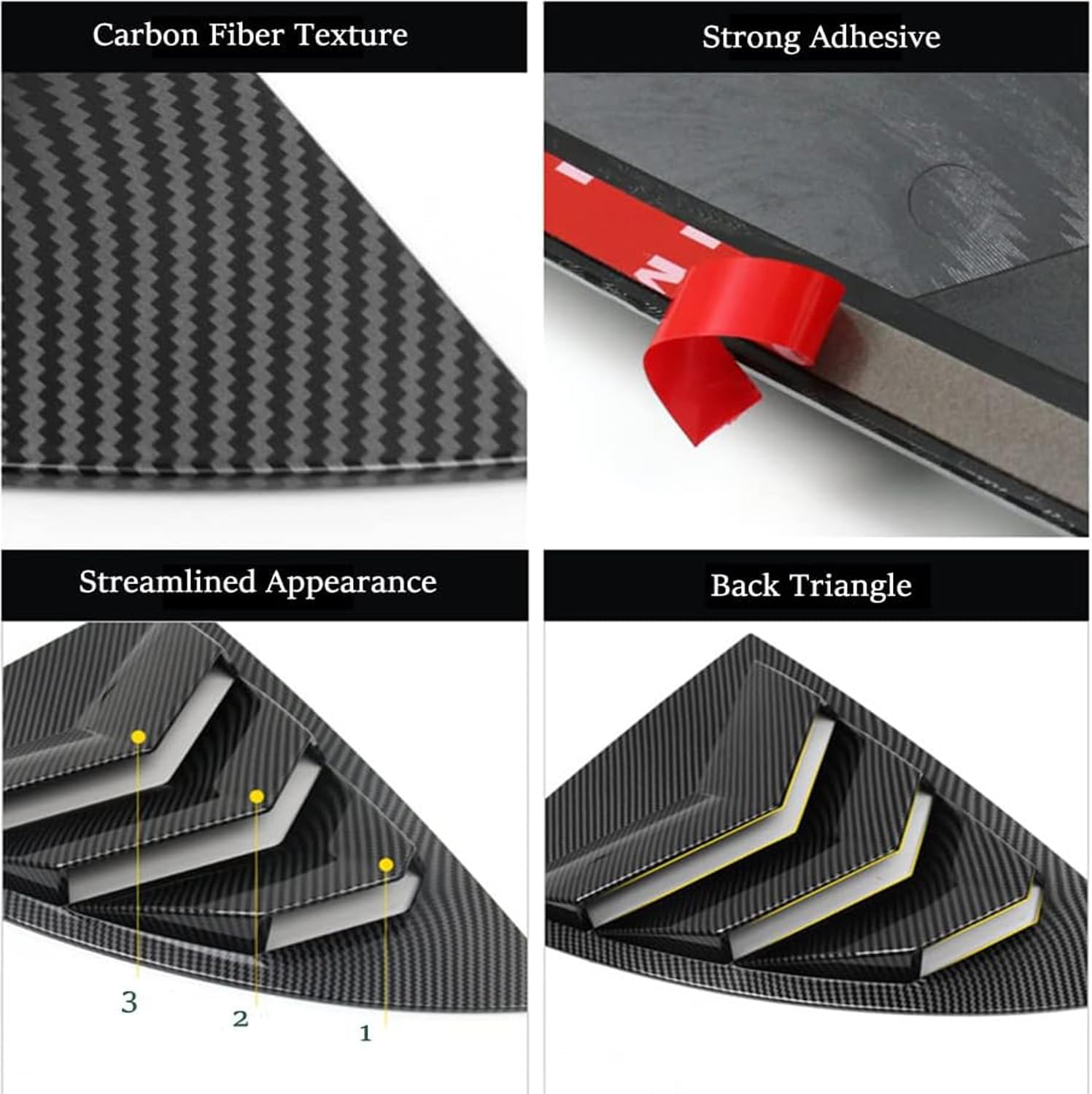 Blazeray Rear Side Window Louvers for Honda Accord 11th Gen 2026-2023 Air Vent Scoop Louvers Window Scoop Louvers Covers ABS Sun Rain Shade Vent Racing Style Cool Exterior Decoration(Carbon Fiber)