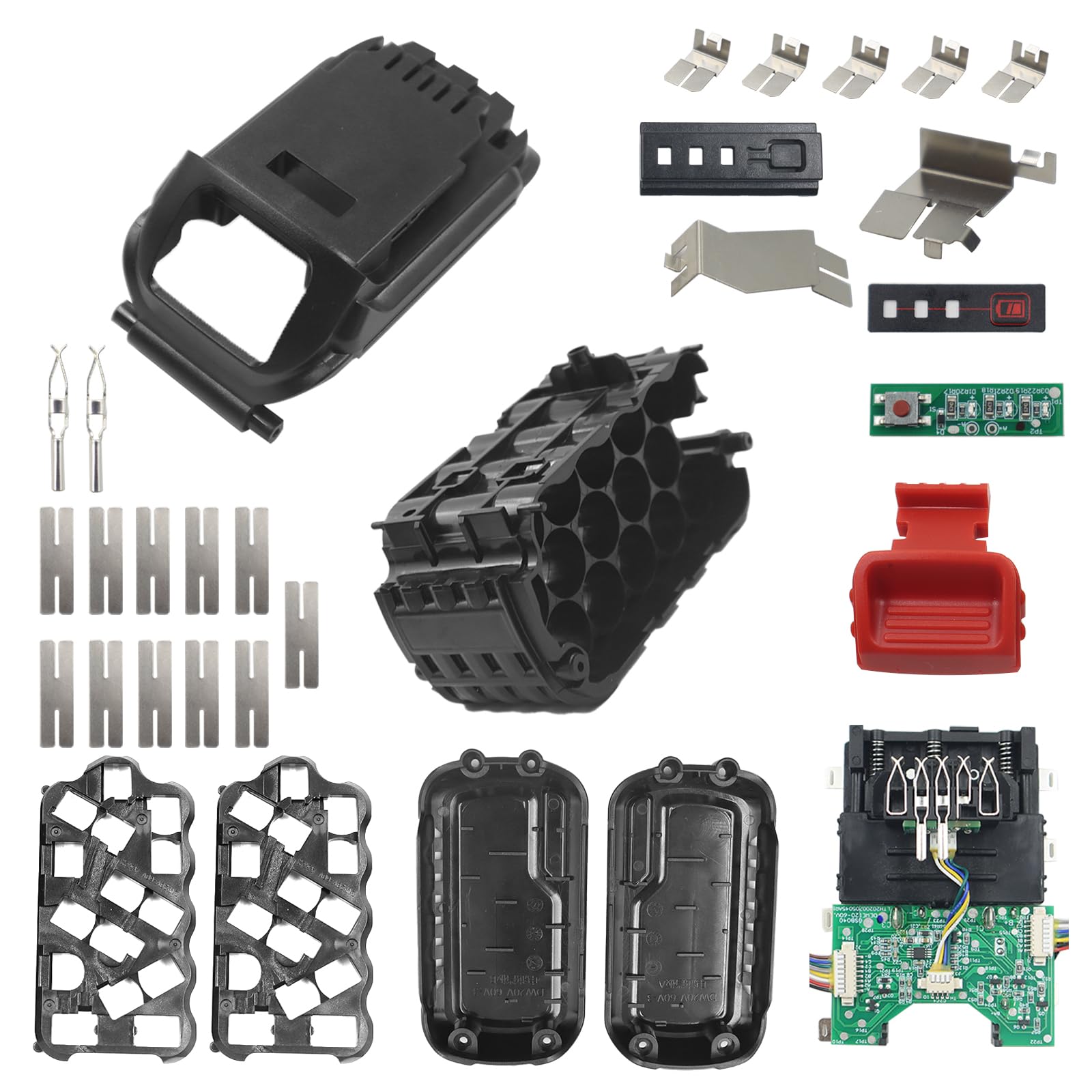 Aernair Battery Case Parts Replacement for Dewalt Flex Volt 20 V / 60V DCB606, Battery Rebuild Repair Kit with PCB Circuit Board (15 * 18650 DIY)