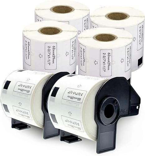 EnKo 6 rollosetiquetas continuas compatibles para Brother DK1209 (1-17 x 2-37 pulgadas)