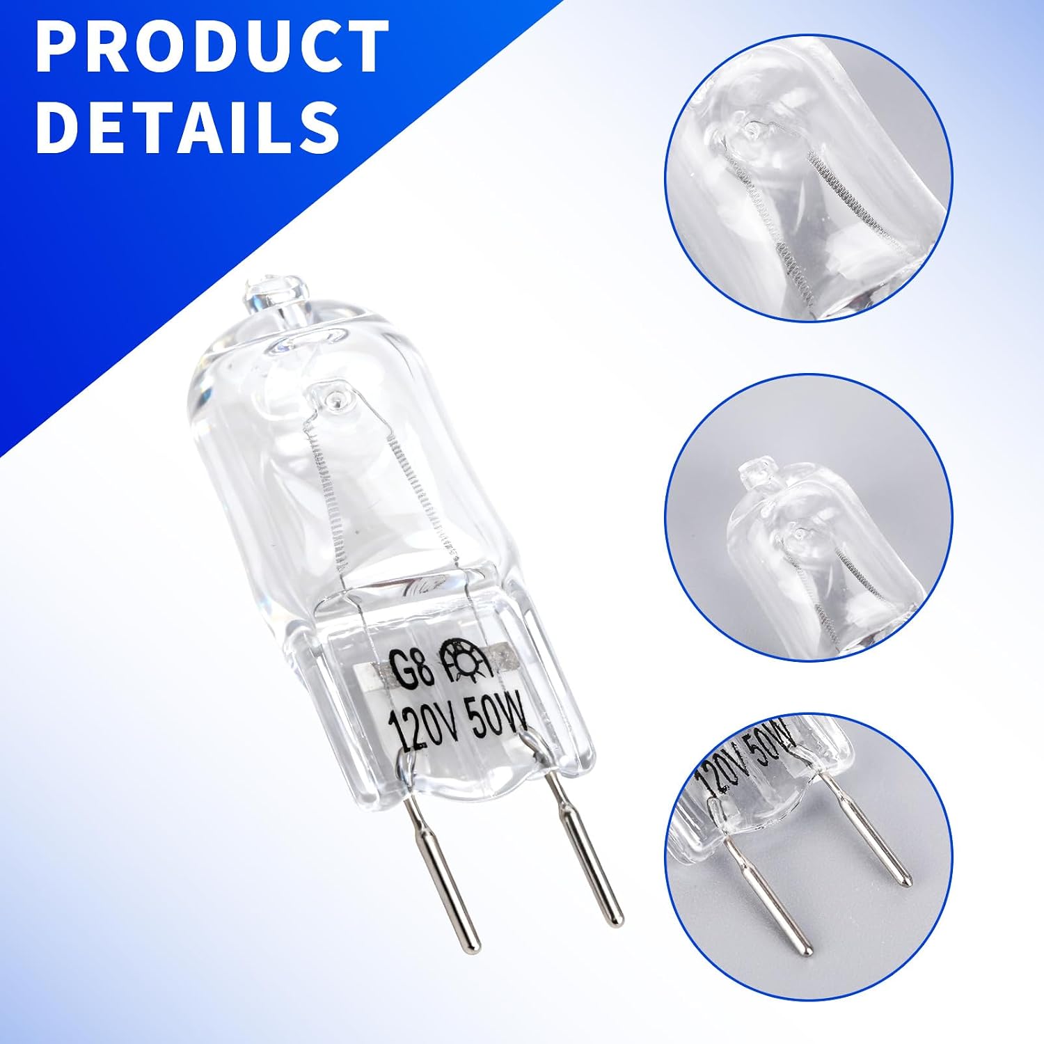 2pcs 6912A40002J Microwave Halogen Light Bulb Under Hood, 120V 50W G8 Oven Lamp Over Stove Compatible with LG LMV2031ST LMV2031BD 83543 Replacement Part for 2025028 AH3610037 EA3610037 PS3610037