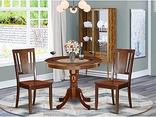 Round Dining Table Set 36 Inch - 3 Piece Wood Table & Chair Set for Kitchen, Breakfast, Small Spaces