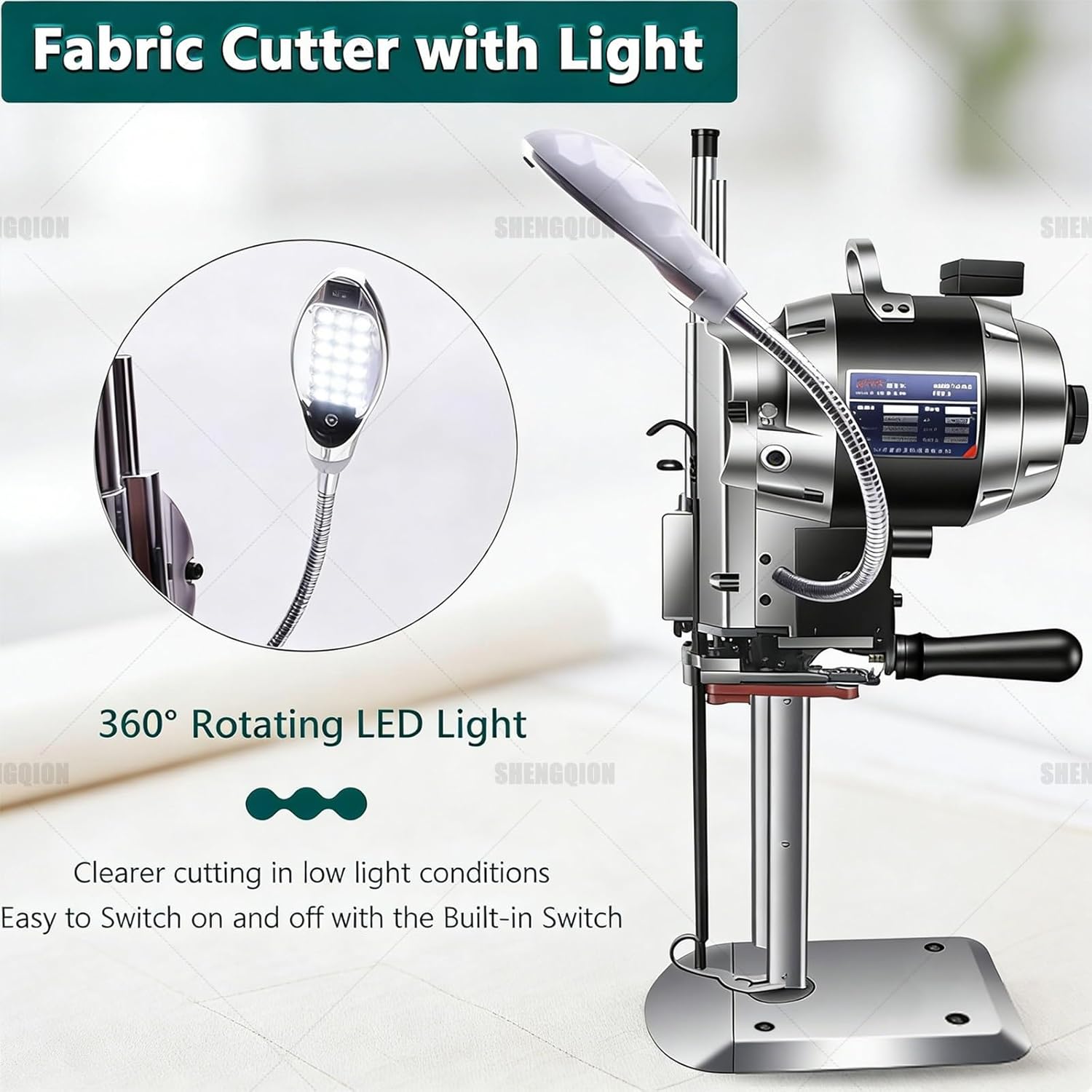 Multi-Purpose Fabric Cutting Machine, Vertical Straight Knife Industrial Cloth Cutter with Automatic Sharpening, Electric Leather Cutting for Bulk Textile Processing Straight Curve Cutting(13in)