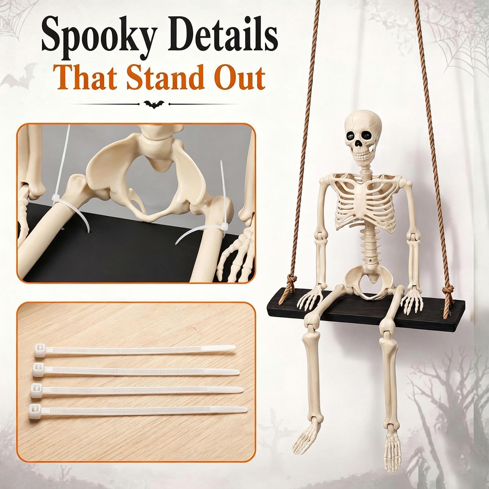 Scheletro Dondolante Di Halloween Addobbo Spettrale Giardino Halloween | Ornamenti Da Appendere All'Albero Per Giardino, Corte, Portico, Patio, Grondaia, Case Infestate Per Feste