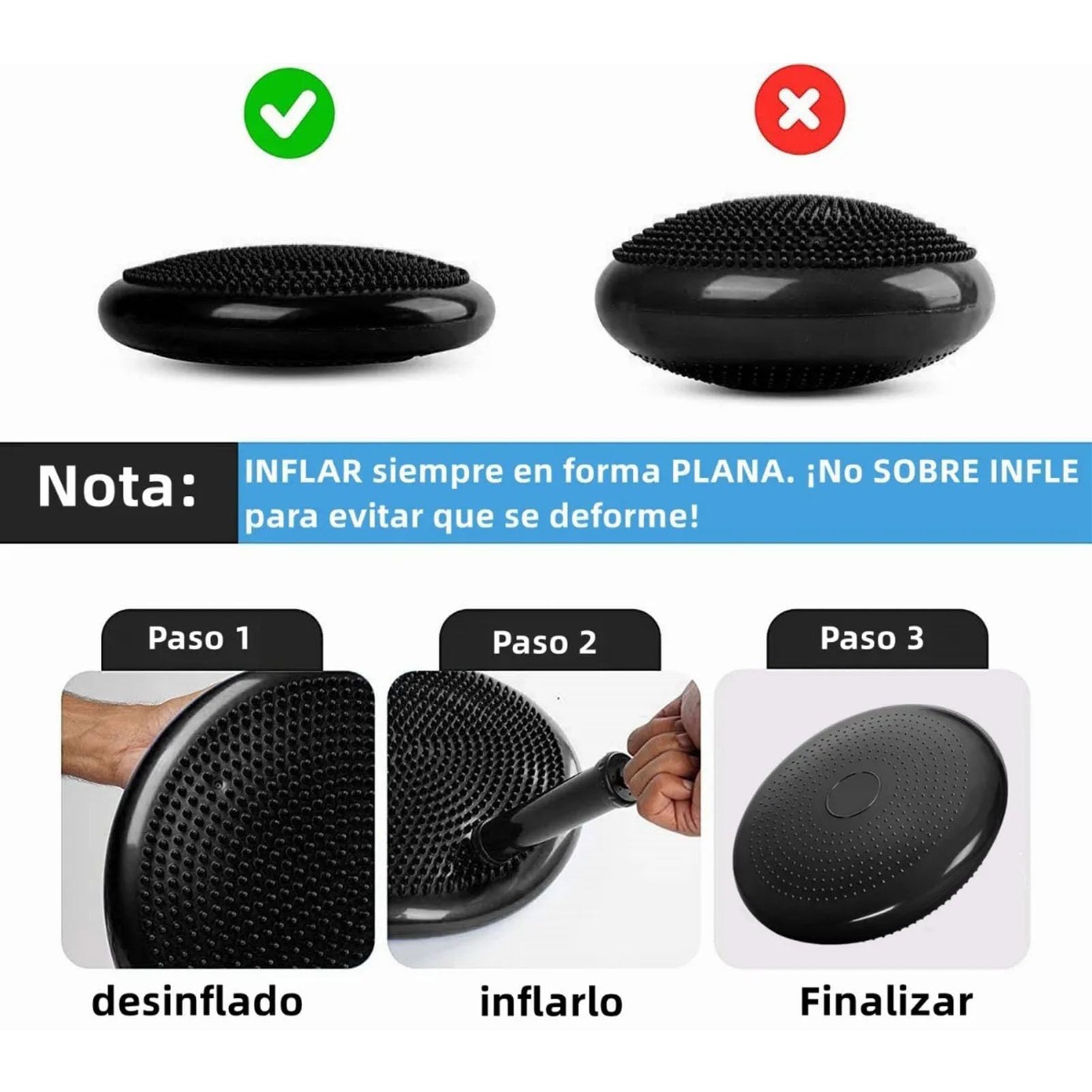 Cuscino Equilibrio Fitness - Disco Gonfiabile Antiscivolo, Con Pompa, Per Yoga, Allenamento E Massaggio - Foto 5