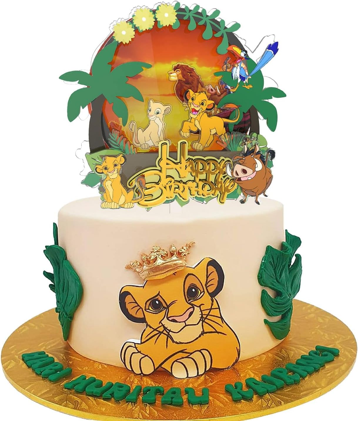 MiotlsyLion King Cake Toppers Happy Birthday Cake Decorating Lion King Cupcake Toppers for Girls Birthday Party Decoration Supplies (HXY7430)