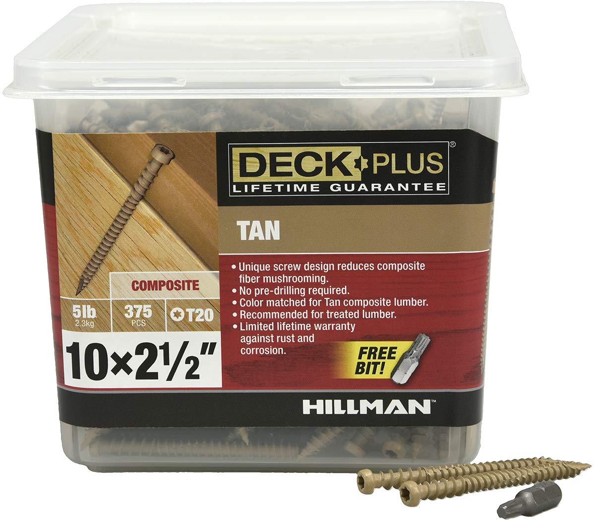 Hillman cierres 48452 5 lb 2,5 x 10 marrón tornillo