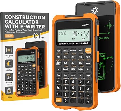 Construction Calculator with Writing Tablet Industrial & Scientific ROATEE Engineering Calculator for Contractor, Concrete Pocket Feet-inch-Fraction Calculators for Carpenter, Framer, Remodeler
