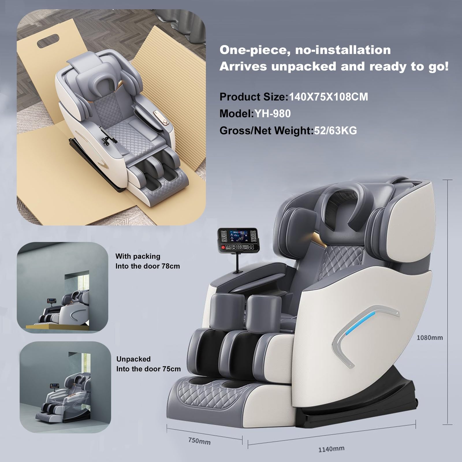 2025 Fauteuil De Massage Complet,4d Shiatsu Avec Chaleur Fonction Bluetooth Soulage Les Maux De Dos IdéAl Pour Le Bureau Et La Maison