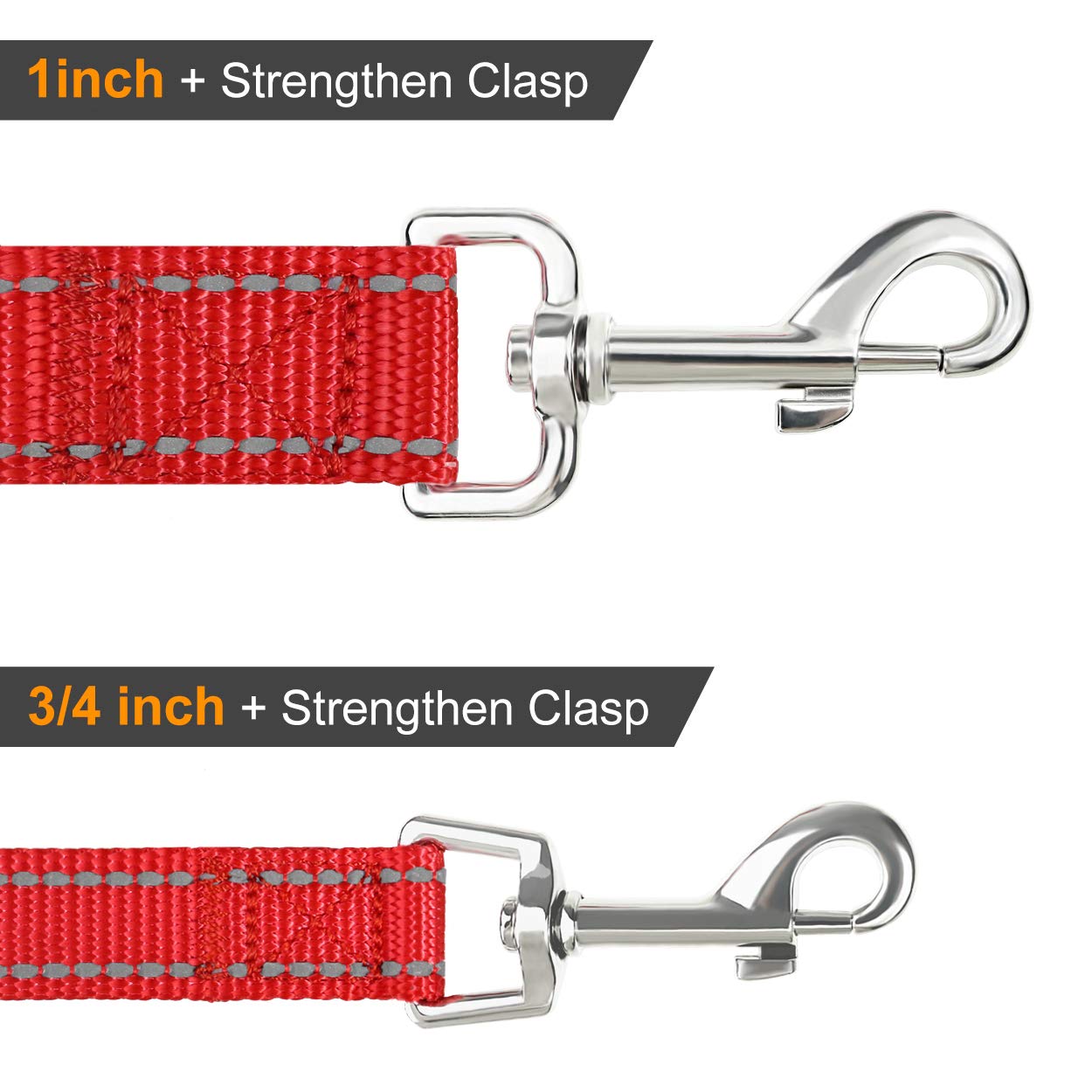 Joytale Guinzaglio per Cani,1.8m x 2cm,Doppia-faccia Catarifrangente Guinzaglio per Cane Imbottito con maniglia, Guinzaglio Addestramento per Cani di Taglia Piccola Media,Rosso