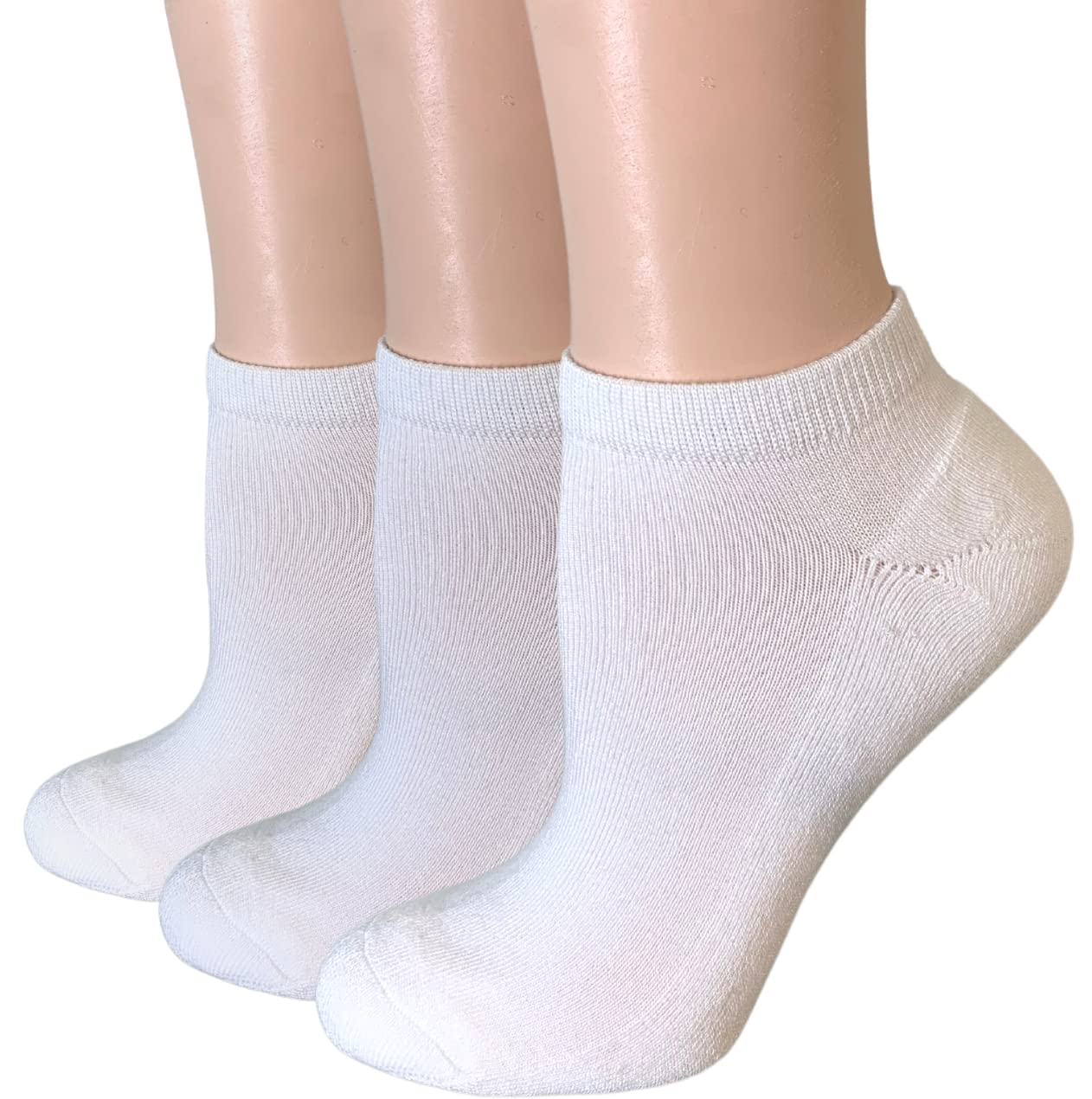 Legale Women's Pillow Sole Low Cut Socks 3 Pair (White)