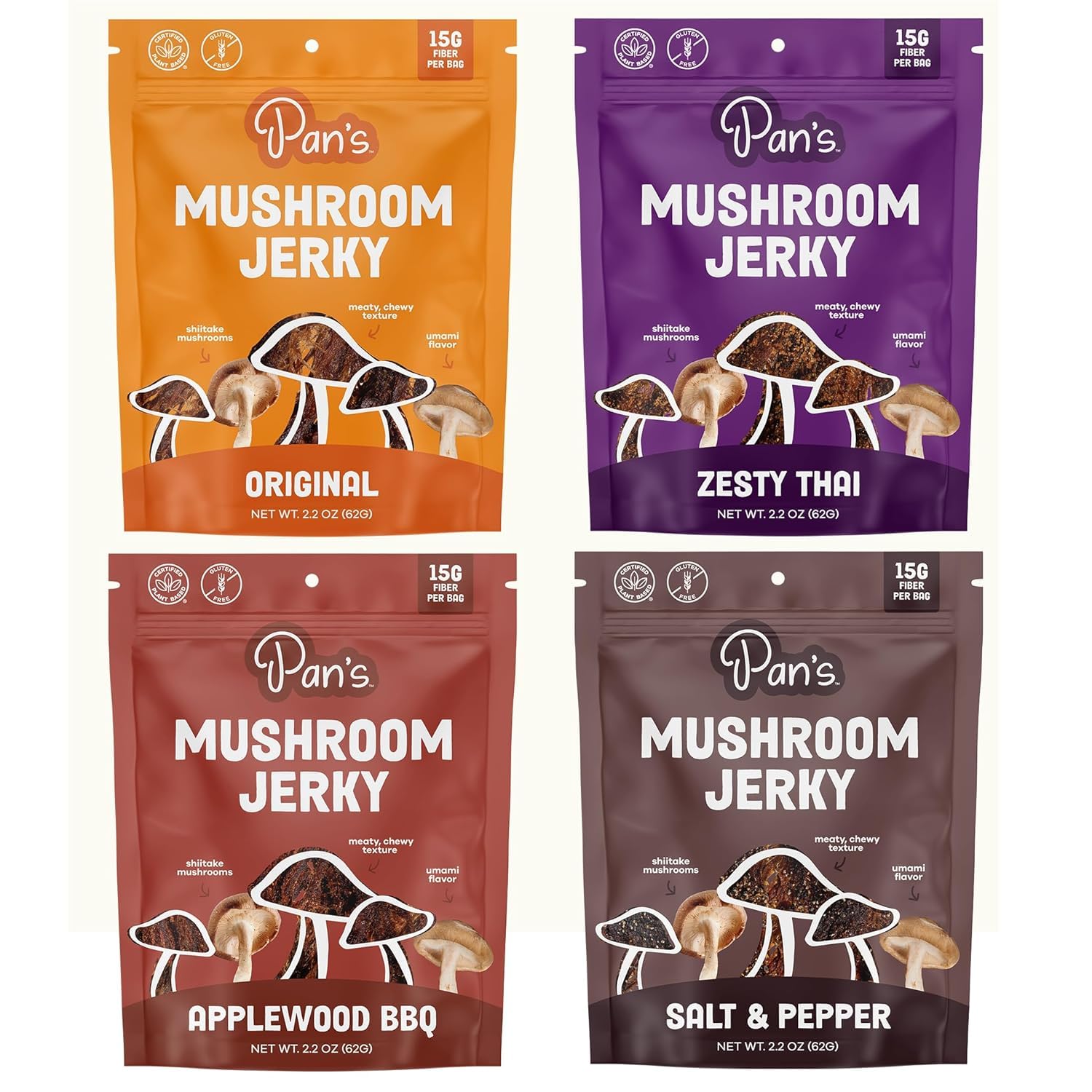 Vegan Jerky Sampler Box: Vegan Plant-Based Jerkies Made from Mushroom (PAN'S) Pack of 5