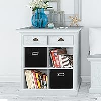 Vista 4 de Contenedores de almacenamiento de tela negra, cubos de almacenamiento plegables, cestas organizadoras con asas dobles para estante y armario, juego