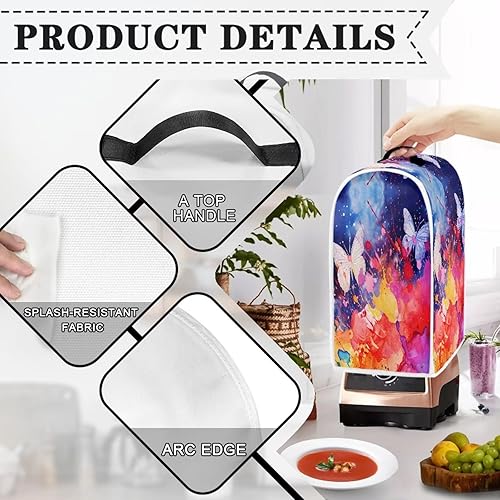 Miniatura 5 de Cubiertas para licuadora de mariposa de teñido anudado, cubierta antisalpicaduras de huellas dactilares para alimentos, compatible con batidora,