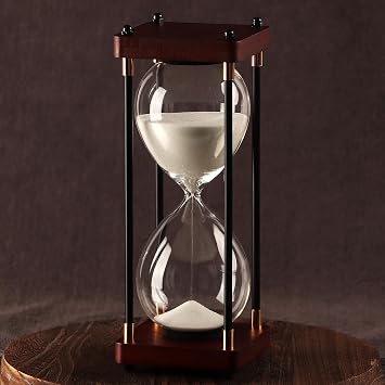 60 Minutes Sand Hourglass Timer, Vintage Sand Clock 60 Minutes, Large White Sander with Wooden End Caps, Hour Glass Sandglass Timer for Games Classroom Kitchen Decorative White Sand