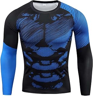 HMGAQNP 2pc Men's Compression Shirts Long Sleeve, Base-Layer Quick Dry Workout T Shirts Sports Running Tops 09-XXL